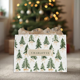 Personalized Christmas Tree Name Gift Bag ラージペーパーバッグ