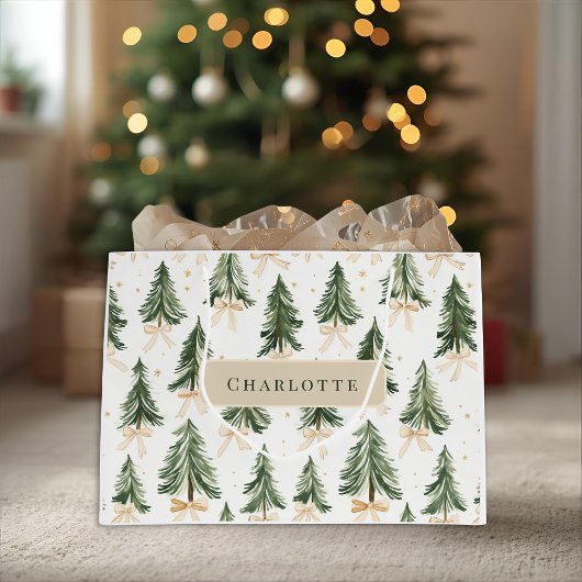 Personalized Christmas Tree Name Gift Bag ラージペーパーバッグ