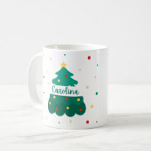 Personalized Christmas Tree Name Mug コーヒーマグカップ (正面左)
