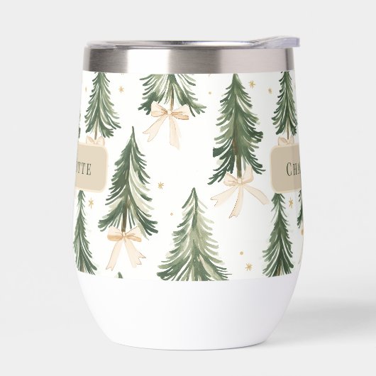 Personalized Christmas Tree Name Wine Tumbler (左面)