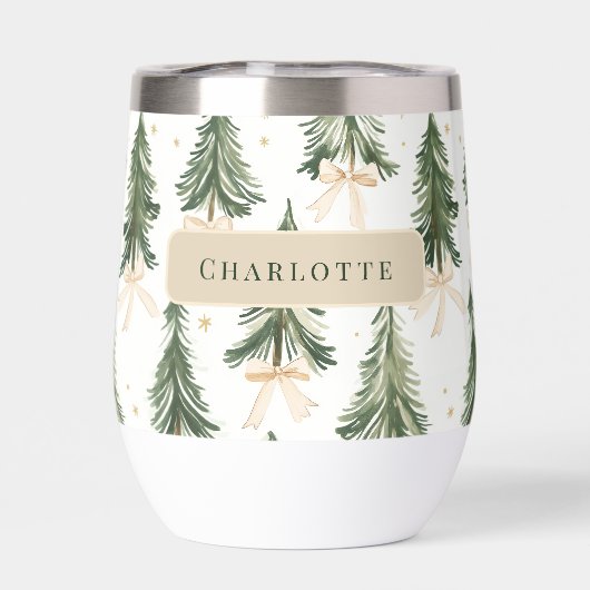 Personalized Christmas Tree Name Wine Tumbler (背面)