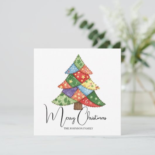 Personalized Christmas tree patchwork prints カード (スタンド正面)