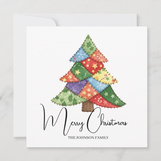 Personalized Christmas tree patchwork prints カード (正面)