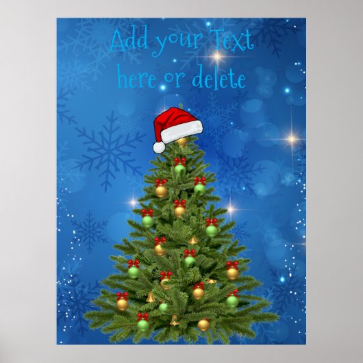 Personalized Christmas Tree Snowflake Wall Poster ポスター (正面)