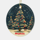 Personalized Christmas Tree Vintage Nostalgia セラミックオーナメント (左)