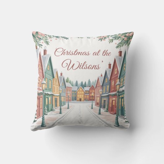 Personalized Christmas Village クッション (裏面)