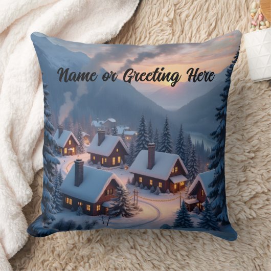 Personalized Christmas Village 1 クッション (ブランケット)