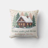 Personalized Christmas Winter Cabin クッション (正面)