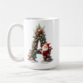 Personalized Christmas with Letter A | Santa コーヒーマグカップ (左)