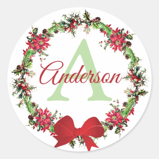 Personalized Christmas wreath ラウンドシール (正面)