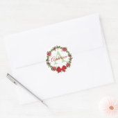 Personalized Christmas wreath ラウンドシール (封筒)