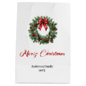 Personalized Christmas wreath bag minimalist style ミディアムペーパーバッグ (裏面)