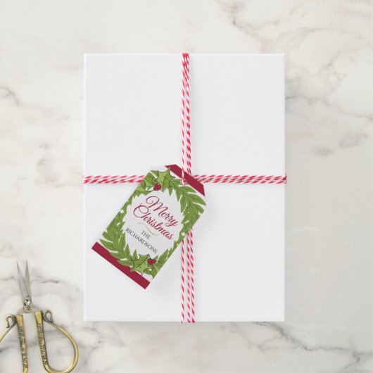 Personalized Christmas Wreath Gift Tag ギフトタグ (より糸付き)