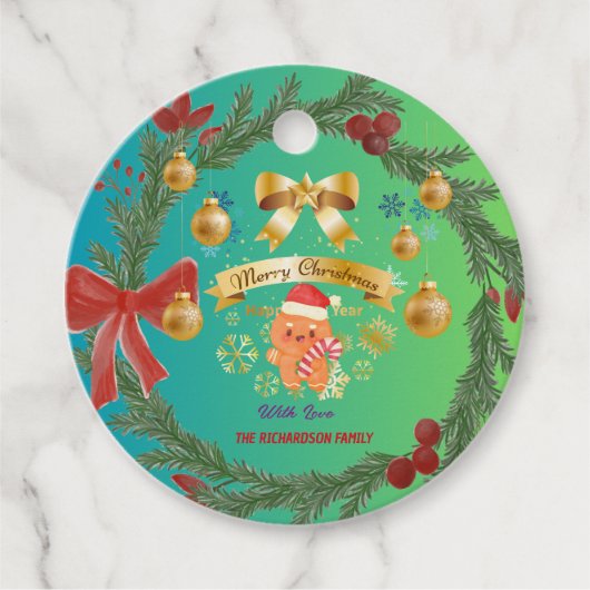 Personalized Christmas Wreath Gift Tag  フェイバータグ (正面)