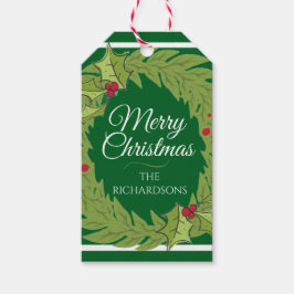Personalized Christmas Wreath Green Gift Tag ギフトタグ