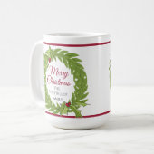 Personalized Christmas Wreath Merry Christmas コーヒーマグカップ (正面左)