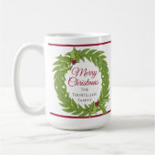 Personalized Christmas Wreath Merry Christmas コーヒーマグカップ (左)