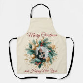 Personalized Christmas Wreath Photo Card エプロン (正面)