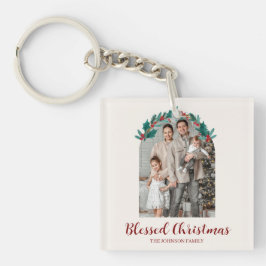 Personalized Christmas Wreath Photo Keychain  キーホルダー