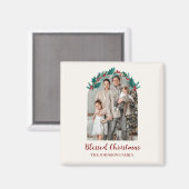 Personalized Christmas Wreath Photo & Name Magnet マグネット (正面/裏面)