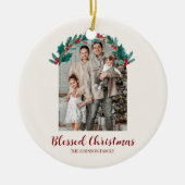Personalized Christmas Wreath Photo Ornament セラミックオーナメント (正面)