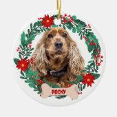 Personalized Christmas Wreath with Pet Photo  セラミックオーナメント (正面)