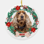 Personalized Christmas Wreath with Pet Photo  セラミックオーナメント (裏面)