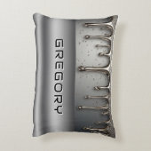 Personalized Chrome Drip Name Futuristic Silver アクセントクッション (裏面(縦))