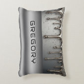 Personalized Chrome Drip Name Futuristic Silver アクセントクッション (正面(垂直))