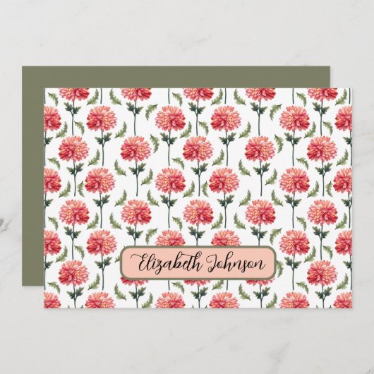 Personalized Chrysanthemum Botanical Note Card ノートカード (正面/裏面)