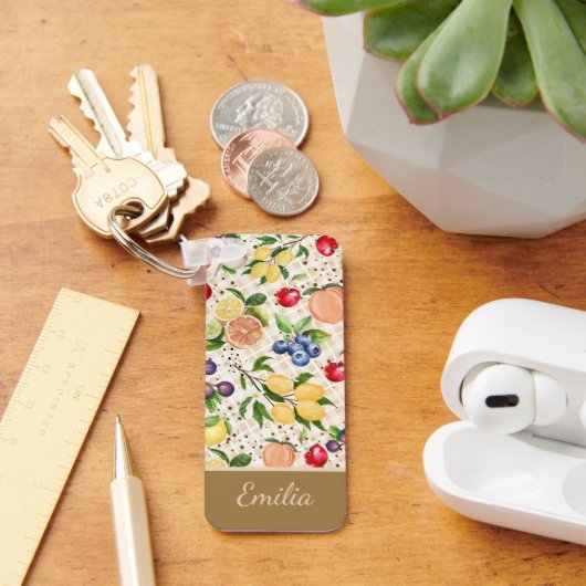 Personalized citrus Brown and beige pattern キーホルダー (デスク)