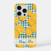Personalized Citrus fruit on Green Gingham Phone  iPhoneケース (裏面)
