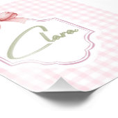 Personalized Clara Baby Girl Nursery Bow&Gingham フォトプリント (角)