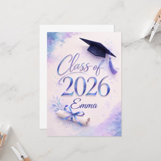 Personalized Class of 2026 Graduation Card カード (正面/裏面インサイチュ)