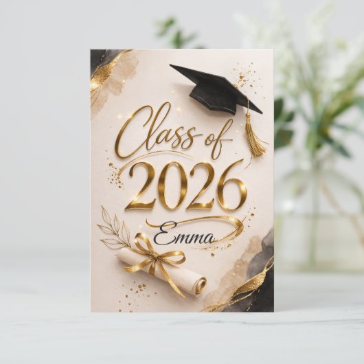 Personalized Class of 2026 Graduation Name Card (スタンド正面)