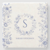 Personalized Classic Blue Flowers Floral Pattern ストーンコースター (正面)
