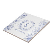 Personalized Classic Blue Flowers Floral Pattern タイル (側面)