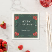 Personalized Classic Christmas Floral Napkins スタンダードカクテルナプキン (インサイチュ)