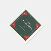Personalized Classic Christmas Floral Napkins スタンダードカクテルナプキン (角)