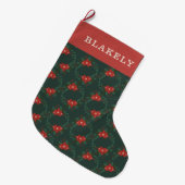 Personalized Classic Christmas Floral Stocking ラージクリスマスストッキング (正面 (吊り時))