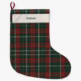 Personalized Classic Christmas Tartan Plaid Stocki ラージクリスマスストッキング