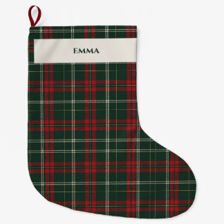 Personalized Classic Christmas Tartan Plaid Stocki ラージクリスマスストッキング