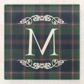 Personalized Classic Dark Blue Red Green Plaid ガラスコースター (正面)