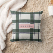 Personalized Classic Forest Green and Navy Plaid クッション (ブランケット)