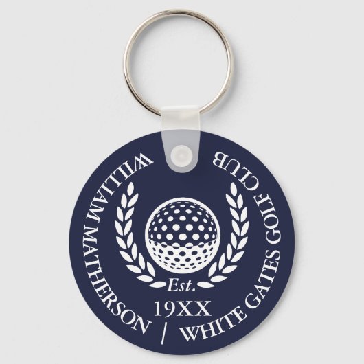 Personalized Classic Golf Club Name Navy Blue キーホルダー (正面)