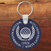 Personalized Classic Golf Club Name Navy Blue キーホルダー (正面)