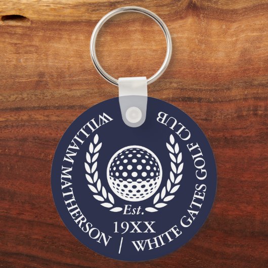 Personalized Classic Golf Club Name Navy Blue キーホルダー (正面)