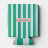 Personalized Classic Green and White Striped 缶クーラー (裏面)