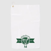 Personalized Classic Green Golf Monogram Crest ゴルフタオル (正面)