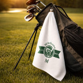 Personalized Classic Green Golf Monogram Crest ゴルフタオル